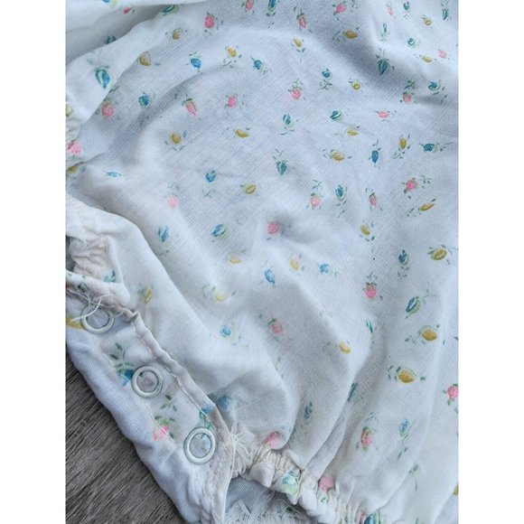 Vintage By Thomas One Piece Baby Girl Romper Size 24 Months Smocked Flowers 1970 - Picture 9 of 9